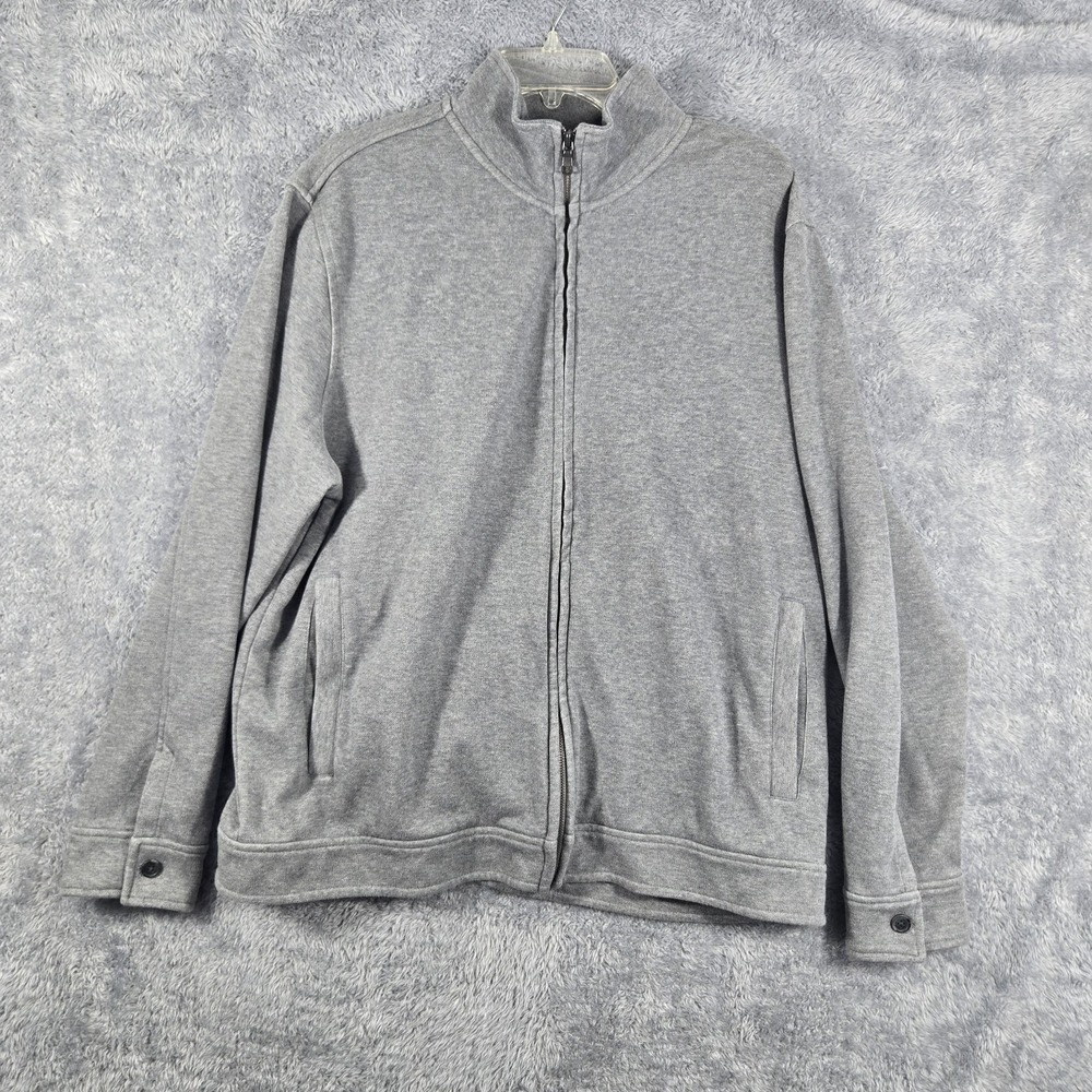 Banana Republic Mens XL Gray Full Zip Mock Neck Sweatshirt Jacket Fleece Lined